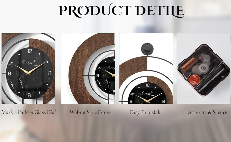 Orologio da parete moderno in marmo di noce