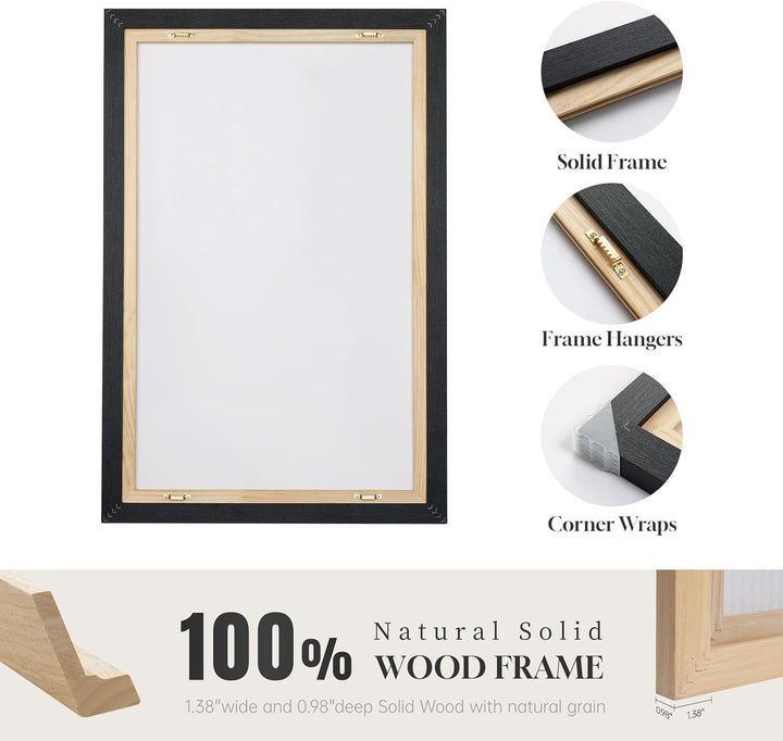 Grande arte murale astratta neutra incorniciata per soggiorno