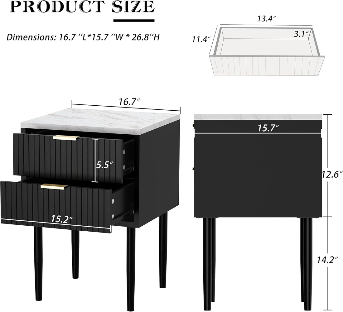 Set UEV di 2 comodini con piano in marmo