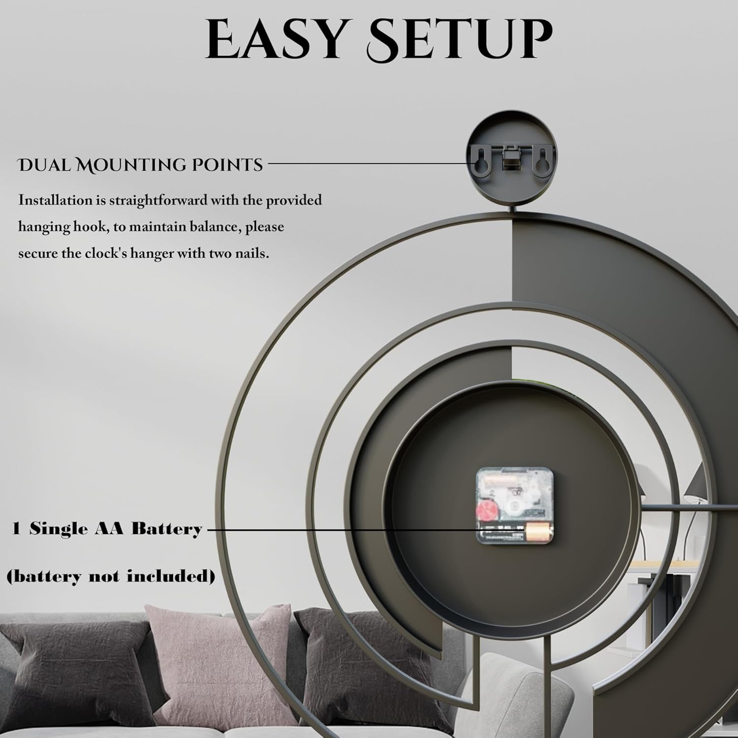 Orologio da parete moderno in marmo di noce