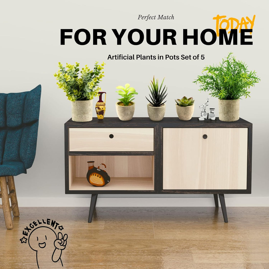 Piante artificiali decorative in vasi Set di 5