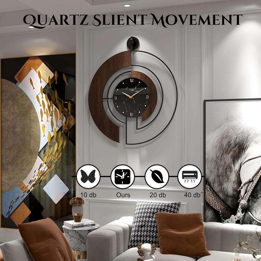 Orologio da parete moderno in marmo di noce